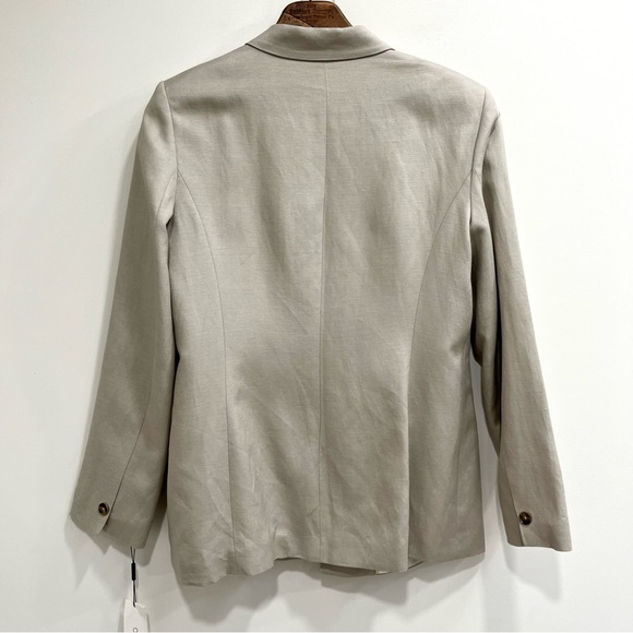 Calvin Klein Women's Linen Blend Open Front Boyfriend Blazer In Khaki Tan 14 - Picture 2 of 11